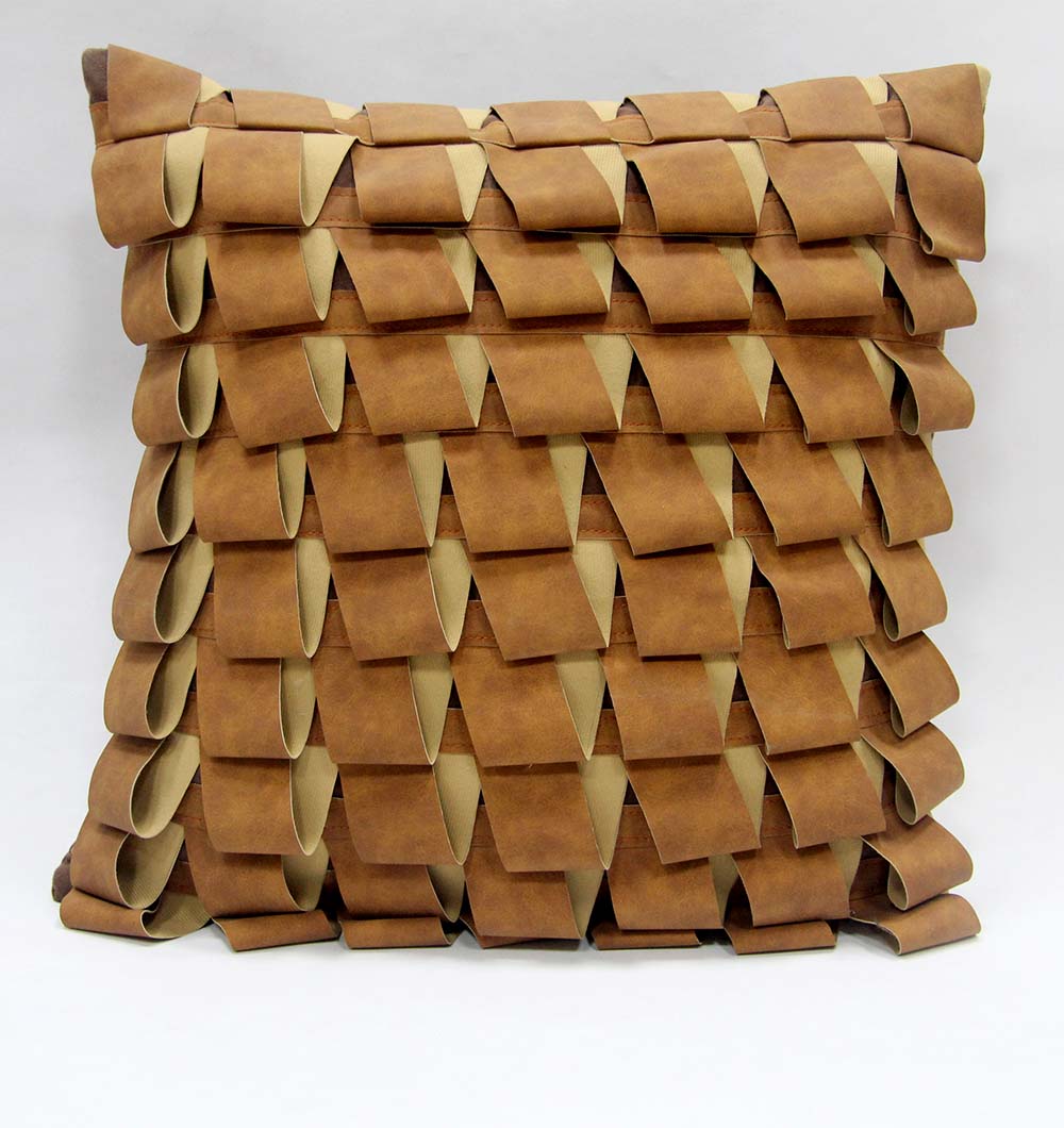 Brown Leather Cushion With Poly fill CS-227