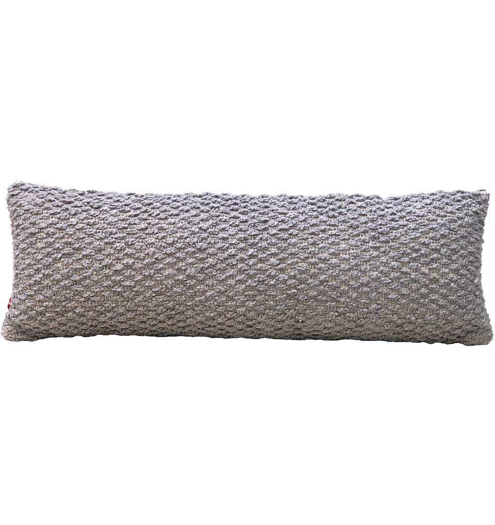 The RAMSHA HOME Woven Polyester Cushion Soft Cushion With Insert CS-254 features a long rectangular shape, textured gray cover, and soft polyester fabric—ideal for adding home comfort.
