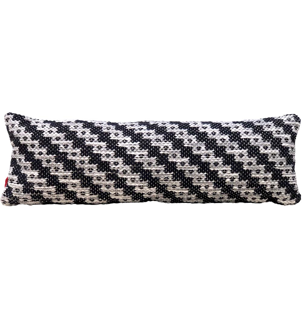 The RAMSHA HOME Woven Polyester Cushion Soft Cushion With Insert CS-257 features a black and white textured, diagonal striped woven design—ideal for adding stylish comfort to your home.