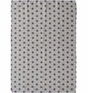 The RAMSHA HOME Geometry Pattern Printed Durry in white and black (140x200 cm, DD-006) features interconnected geometric shapes, offering a striking modern look ideal as a rug for contemporary spaces.