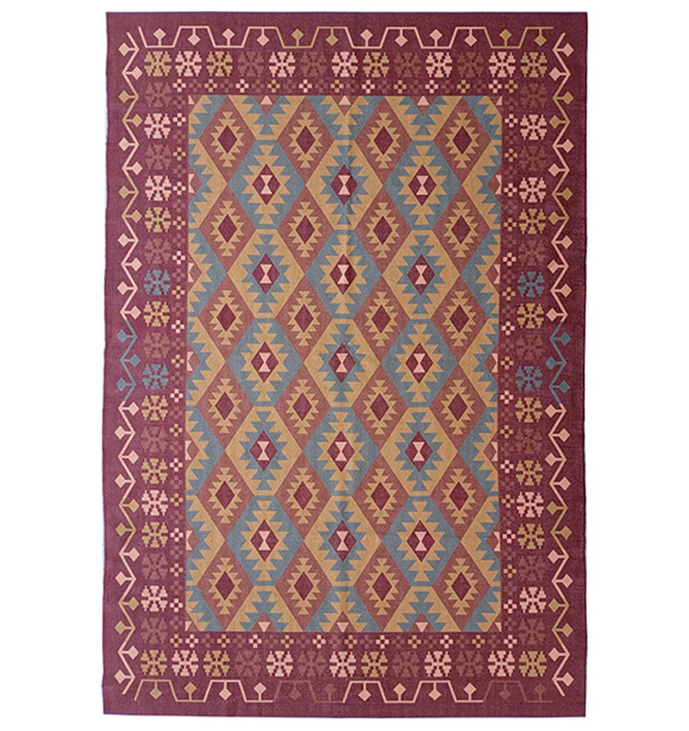 Multi Color Digital Printed Rug Maroon Rug DD-018