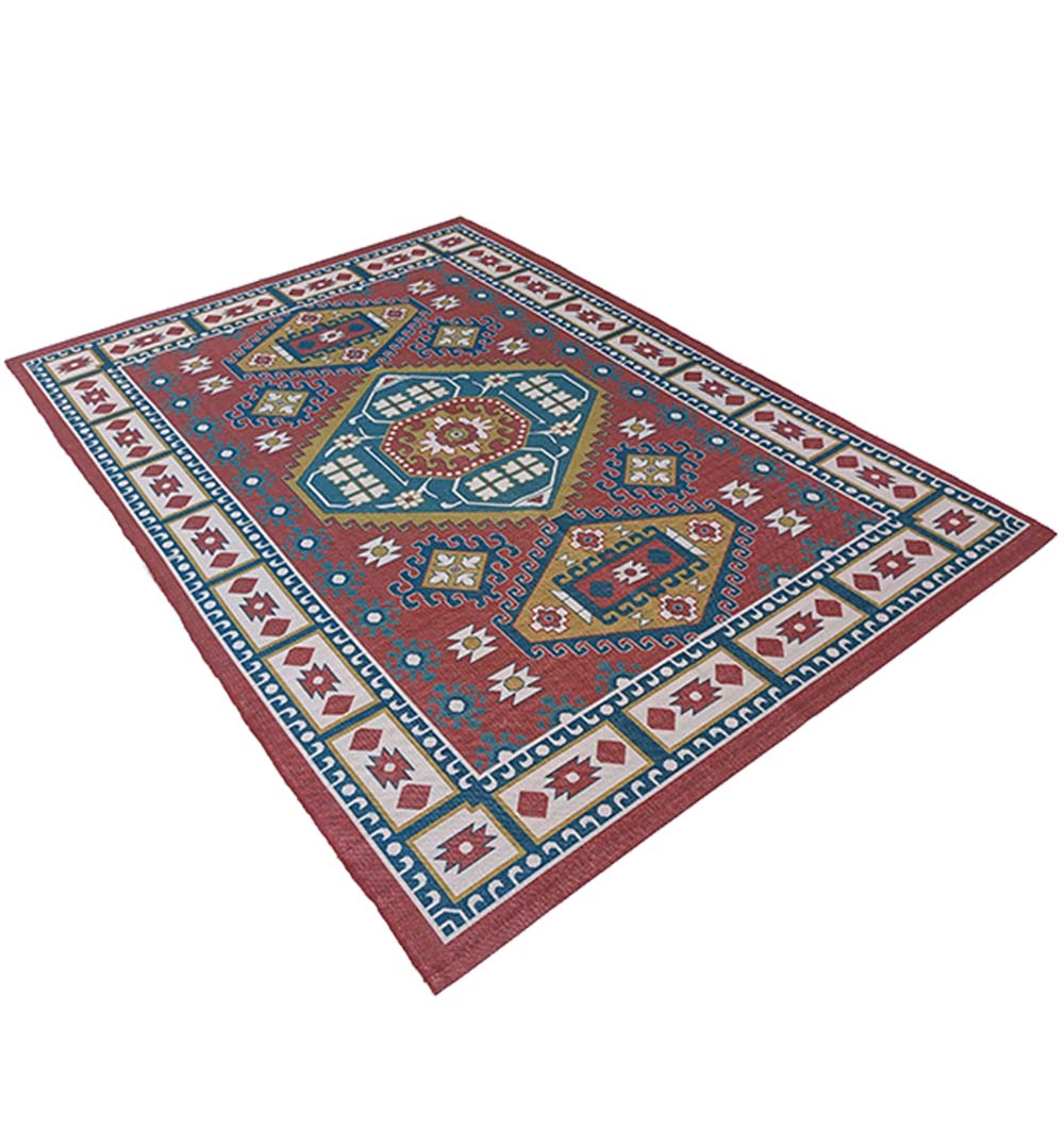 Multi Color Digital Printed Rug Maroon Rug DD-019