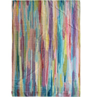 The RAMSHA HOME Digital Printed Rug Multi Color 150x210 cm (DD-036) features vibrant vertical streaks in blue, green, yellow, pink, purple, and red for a colorful, modern look that adds abstract style to any space.