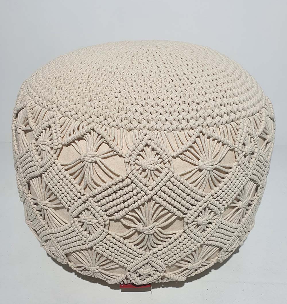 Handmade round cotton pouf PF-071, soft and comfortable for lounging or seating