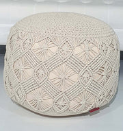 Natural round cotton pouf PF-071 with 100% cotton cover and thermocol filling