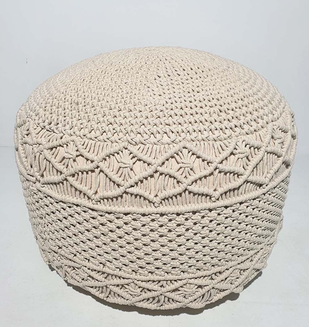 Cotton pouf PF-073 with thermocol-filled cushion, elegant and functional accent