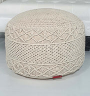 100% cotton round pouf PF-073 with thermocol filling for comfortable seating