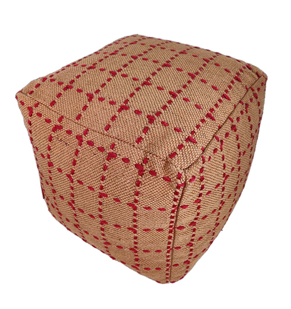 Multi-color woven polyester pouf PF-107 with thermocol filling and cushion top