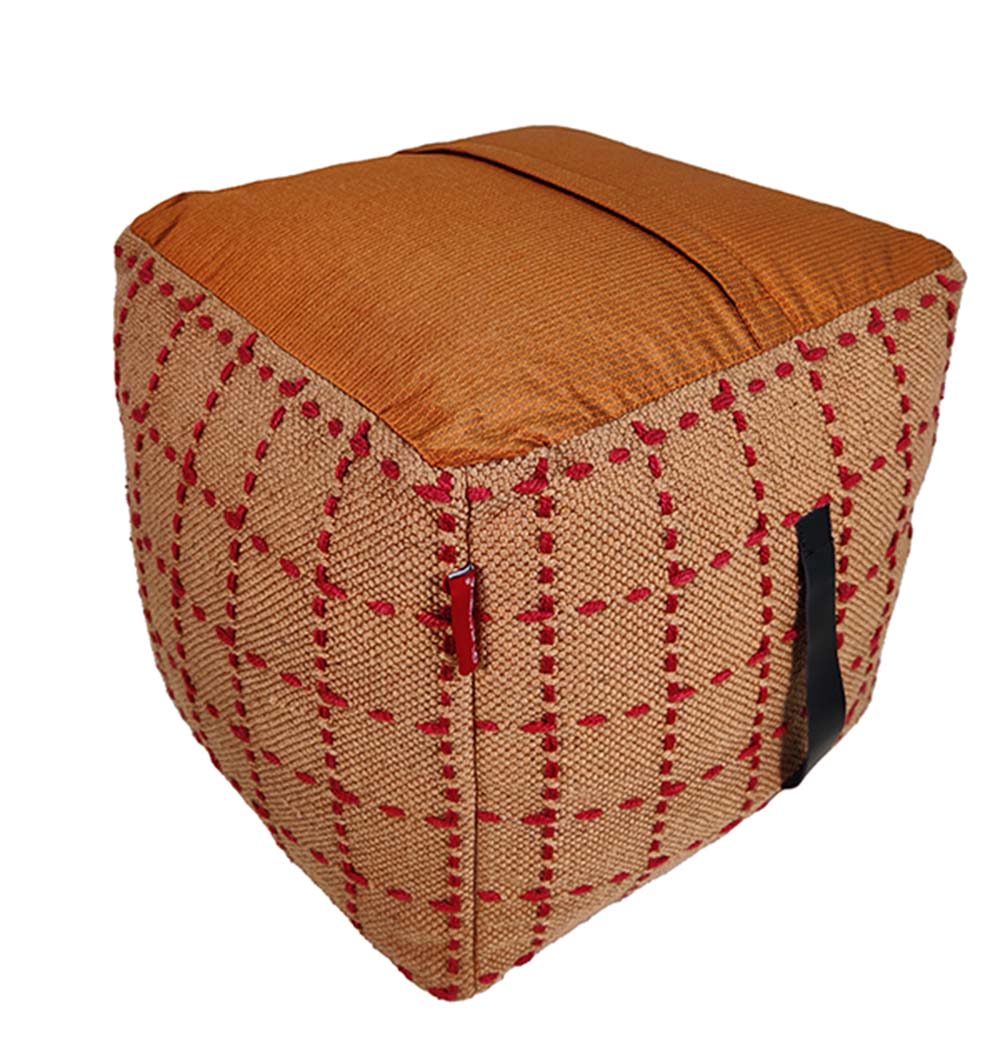 Handcrafted multi-color pouf PF-107 with durable polyester fabric and thermocol filling