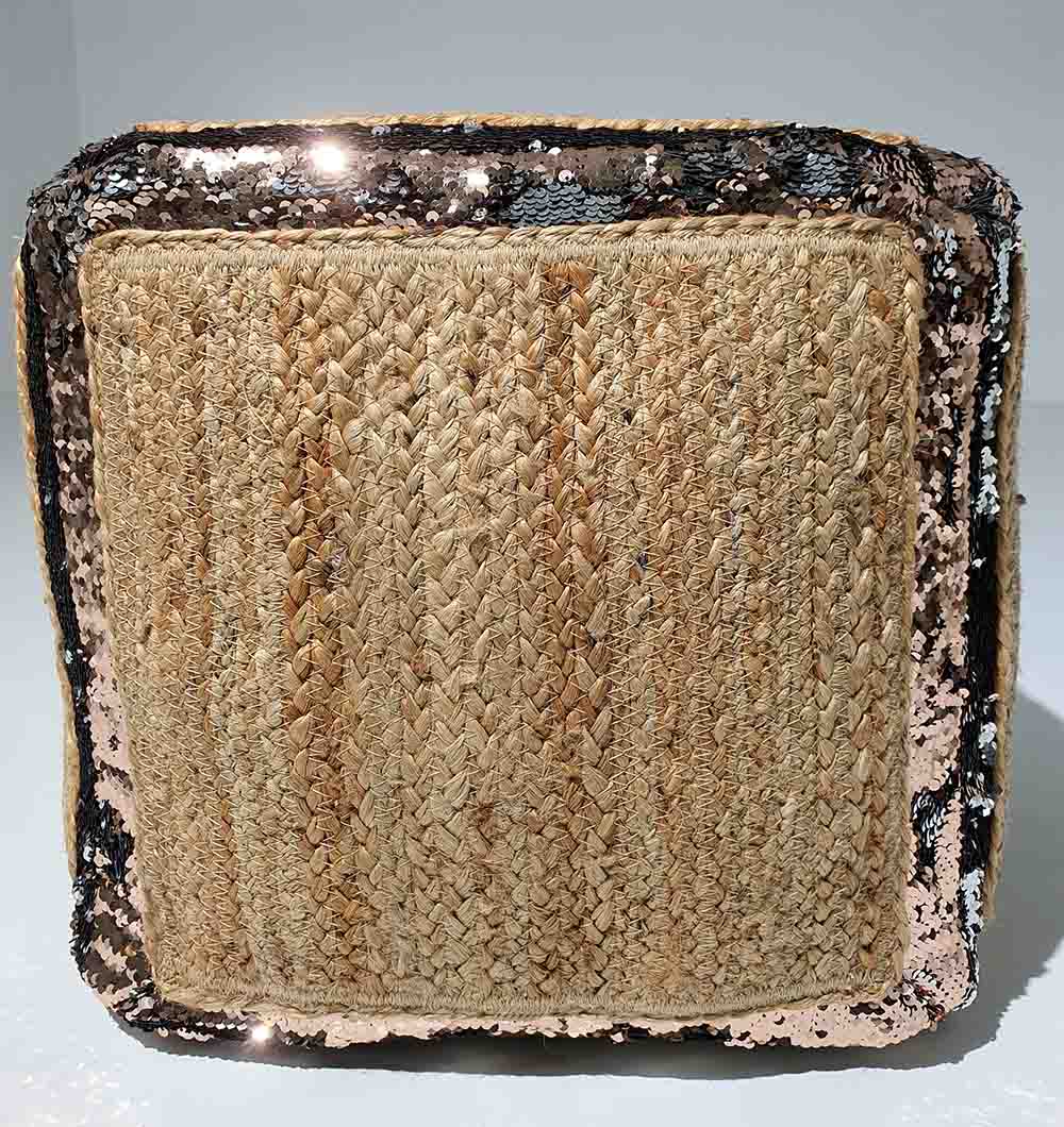 Soft and lightweight jute-cotton pouf PF-136 enhancing bedroom or living room décor