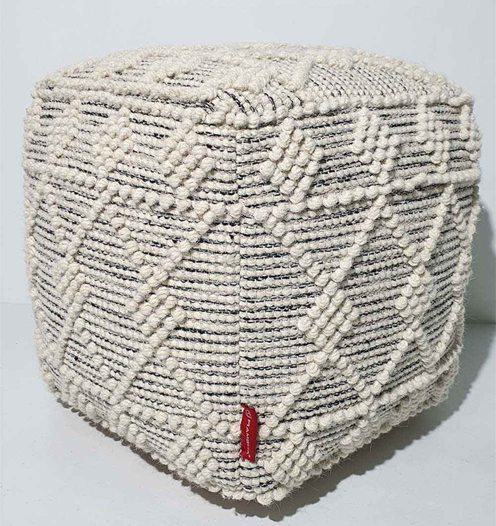 Handcrafted natural pouf PF-138, versatile as footrest or extra seating