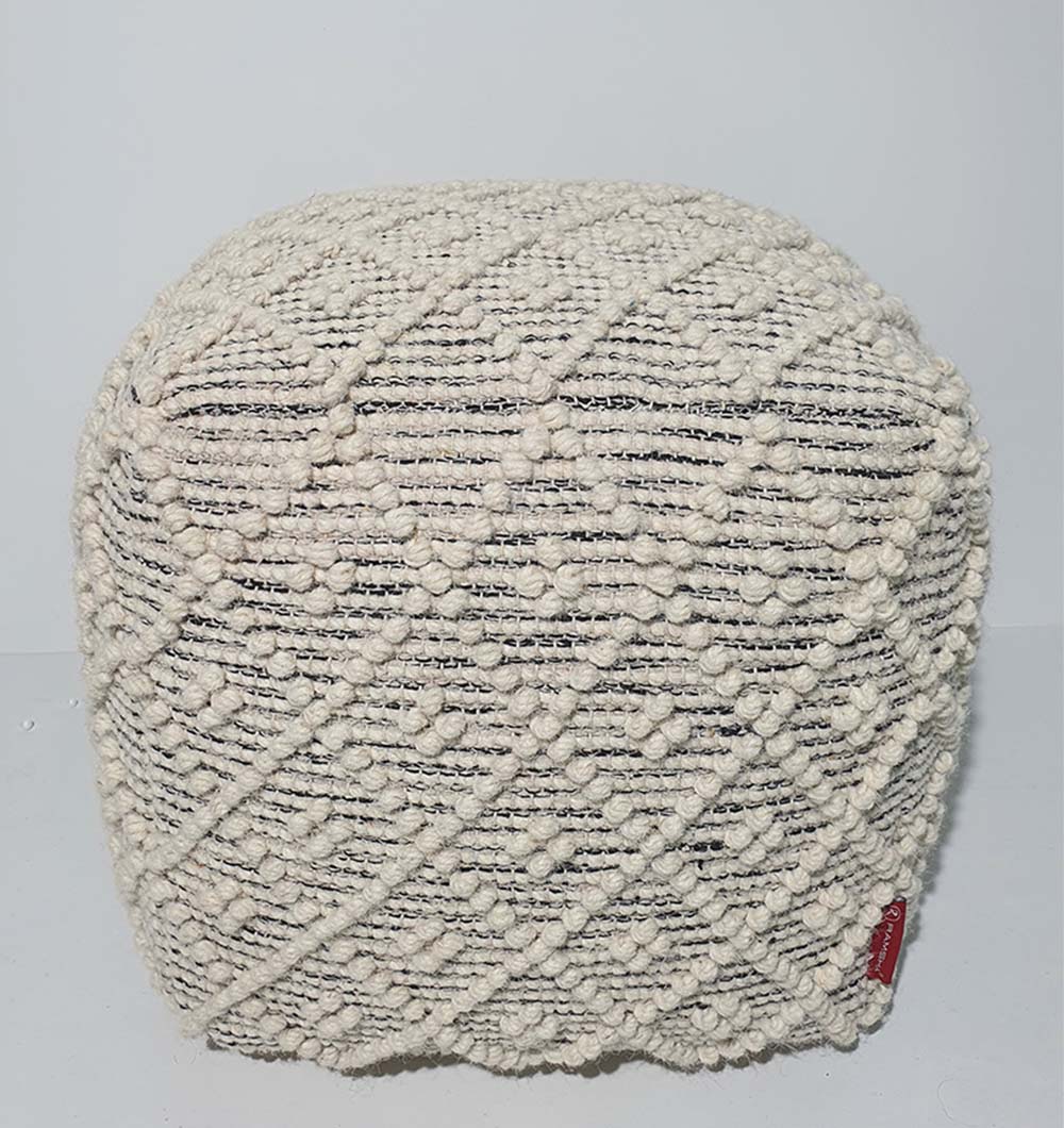 Natural color PF-139 pouf, multifunctional as stool, footrest, or decorative pouff