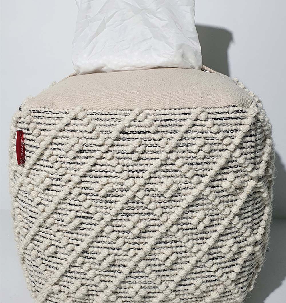 Square handmade pouf PF-139 top view, perfect indoor décor accent