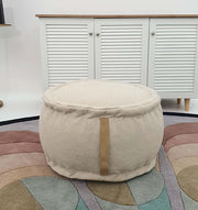 Round PF-143 pouf with 100% polyester cover and multi-color design for indoor décor