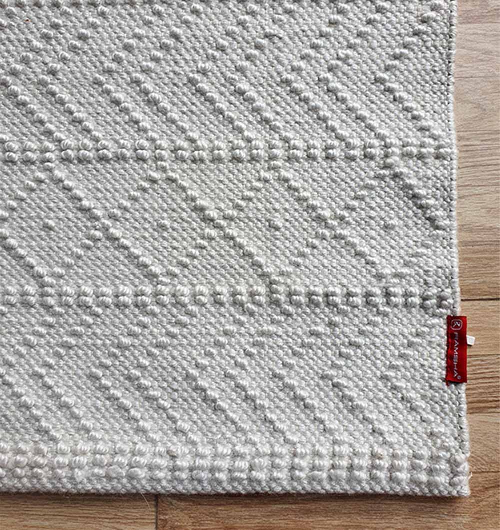 White Rectangle Woven Area Rug And Carpet For Living Room, Bedroom SR-022