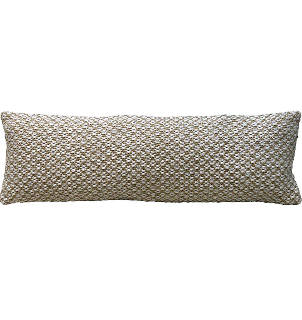 The RAMSHA HOME Woven Cushion Cream Color Soft Cushion With Insert CS-250 features a beige and cream textured polyester cover, providing a soft, cozy look that enhances comfort and style in any seating area.