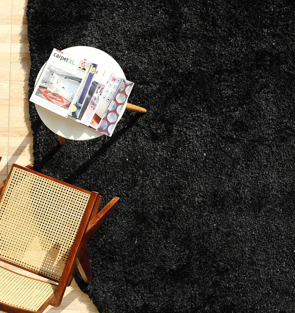 Modern Solid Black Luxury Shaggy Rug - SG 029 (200x300 cm)