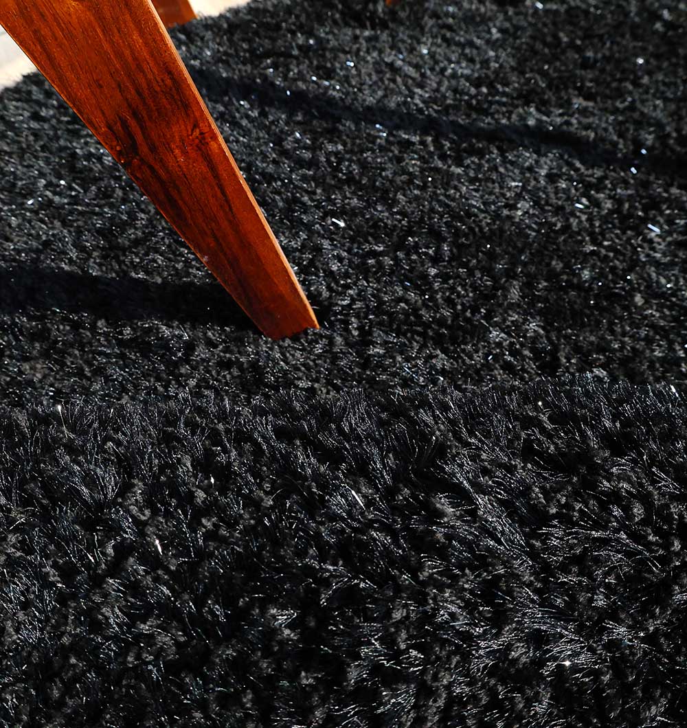 Modern Solid Black Luxury Shaggy Rug - SG 029 (200x300 cm)