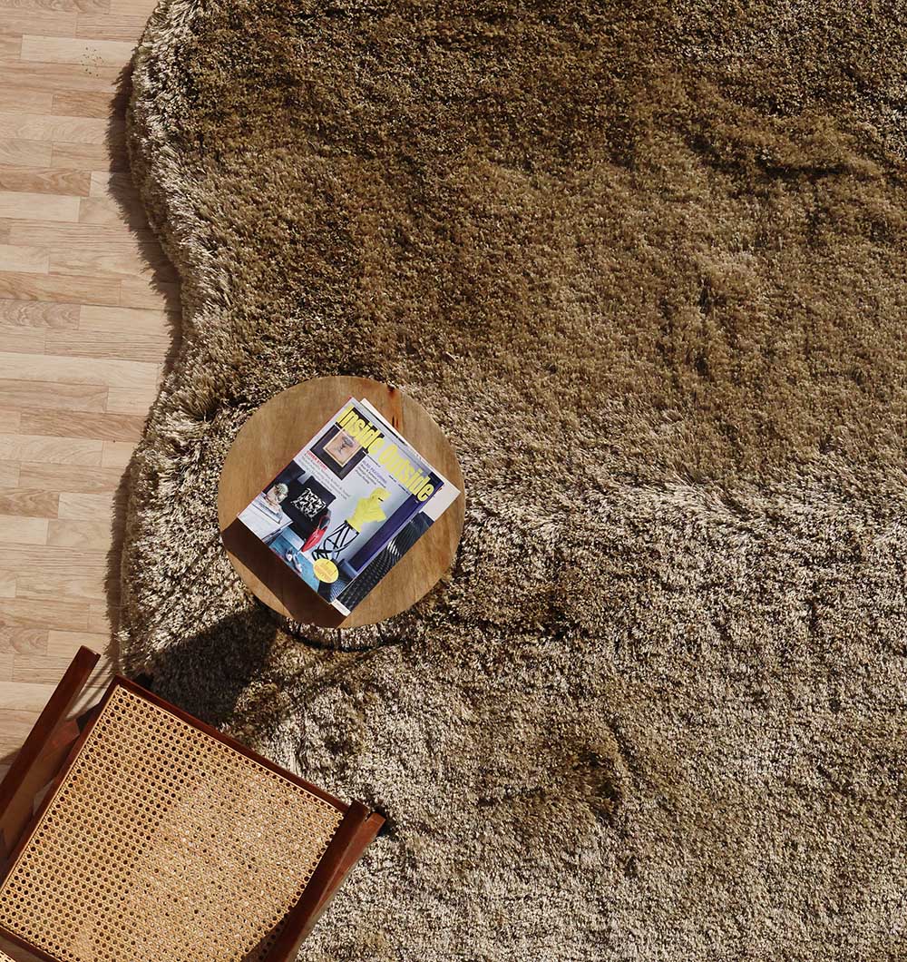 Large Beige Shaggy Shape Rug for Living Room - SG 030 (200x300 cm)