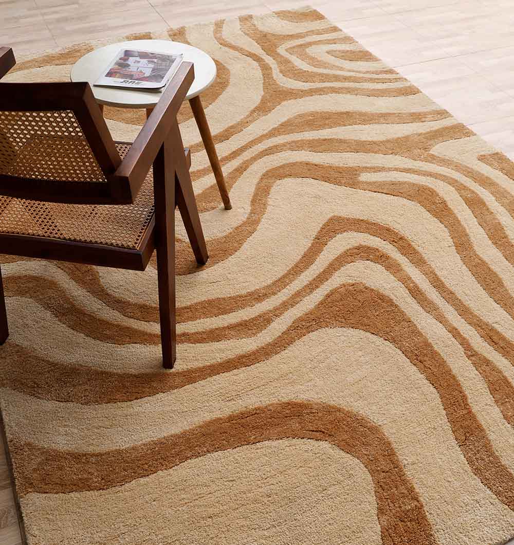 Rectangle Beige & Brown Color Shaggy Rug for Living Room - SG 032 (200x300 cm)