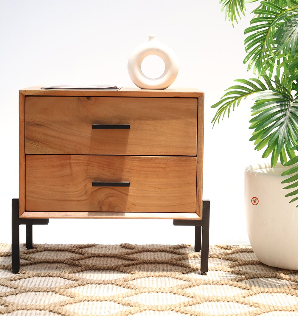 Solid Acacia Cabinet with 2 Drawers – Stylish Storage Unit