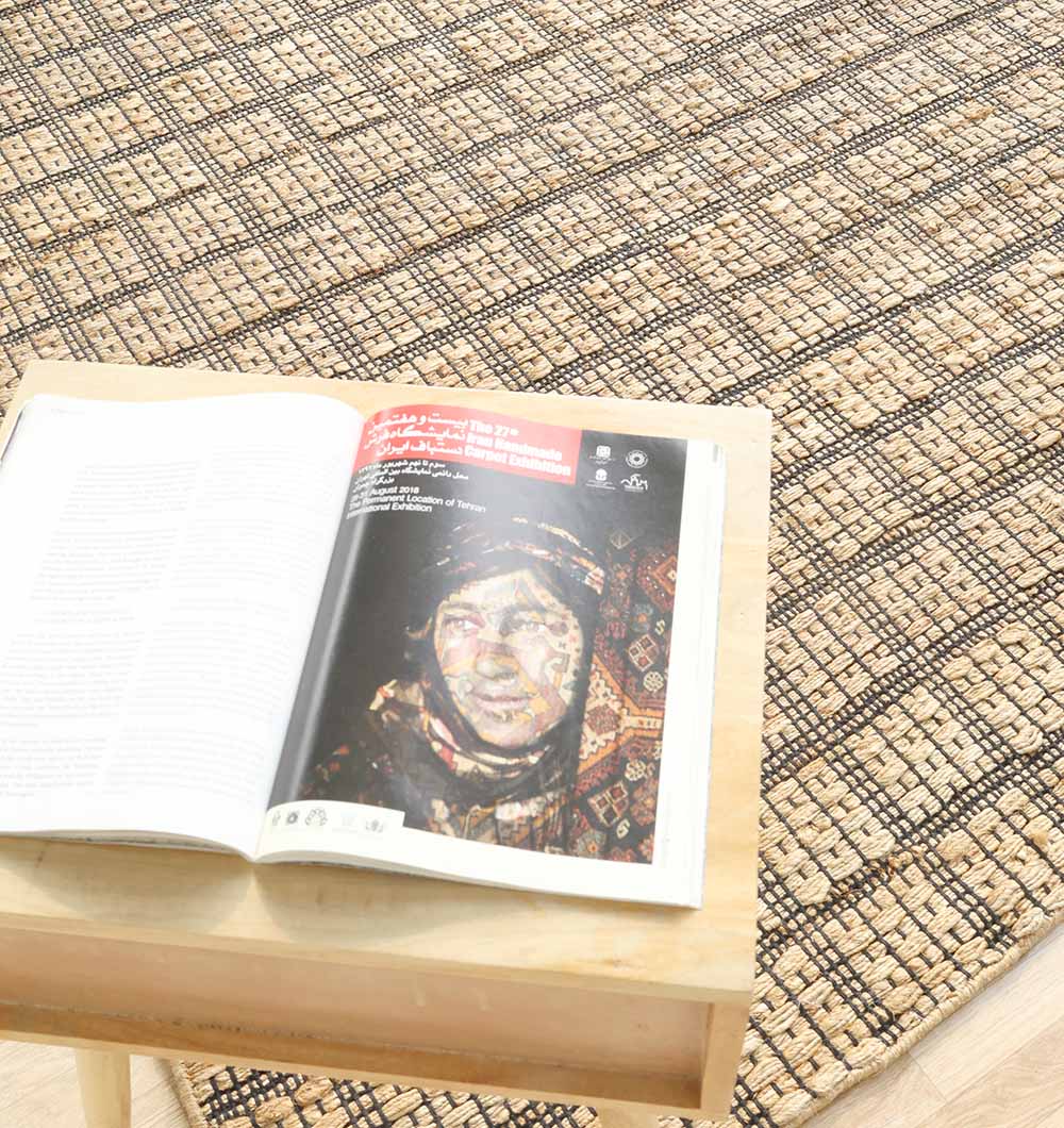 Detailed shot of the jute weave and subtle variations, blending seamlessly with decorative accessories.