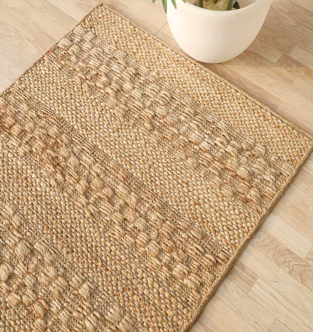 View showcasing how the natural fiber rug seamlessly complements contemporary design schemes.