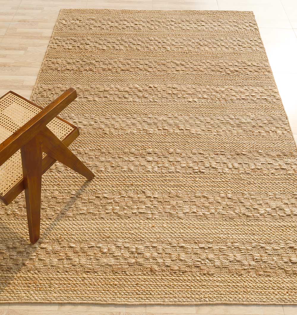 Angled view of the durable jute construction, ensuring longevity in high-traffic areas.