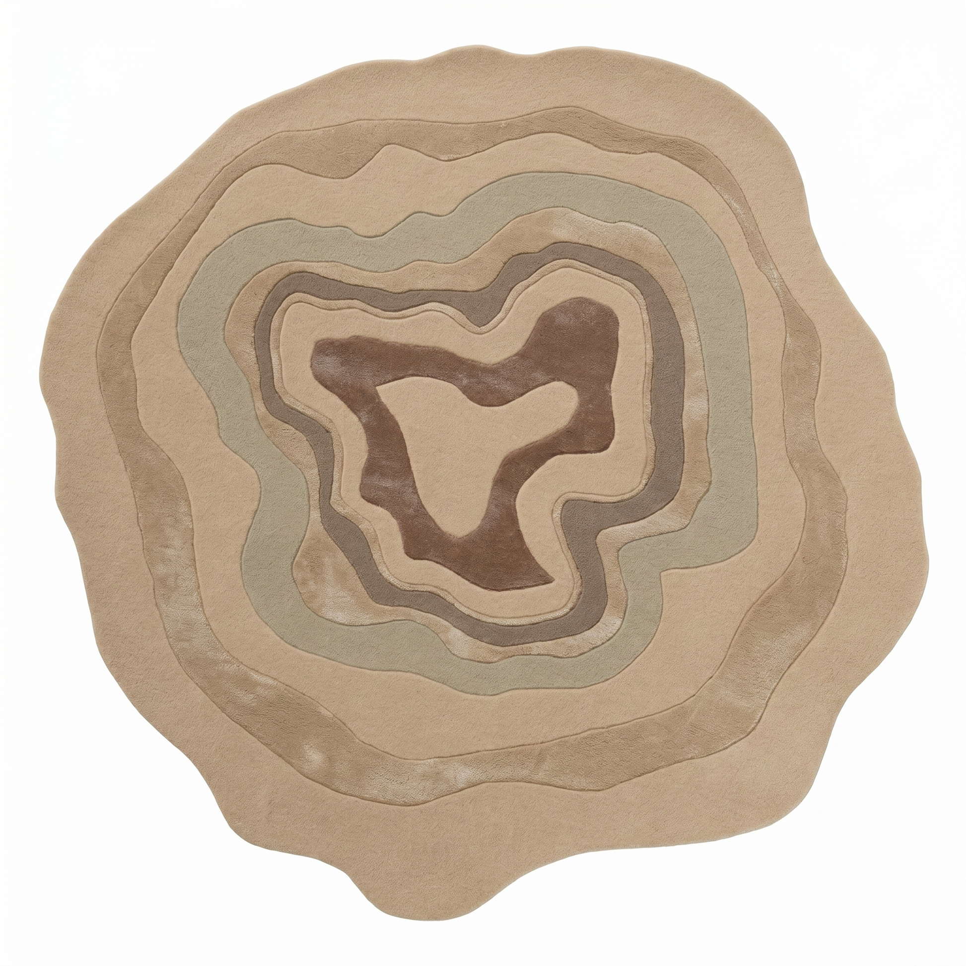 The RAMSHA HOME Luxury Abstract Contour Rug – Soft Textured Beige Accent Rug HTWV-194 features wavy brown shapes on white, adding a modern topographic-inspired design to your space.