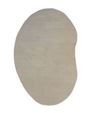 Premium Off-White Area Carpet - HTW 115 (200x300 cm) by RAMSHA HOME, featuring an irregular shape and a subtle leaf-patterned texture on the surface, shown against a white background.