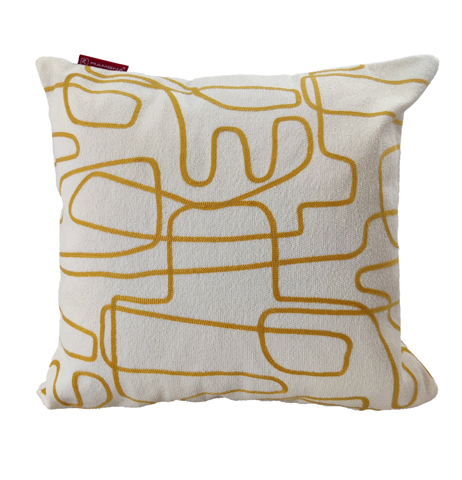 White And Yellow Zigzag Pattern Embroidery Cushion CS-265