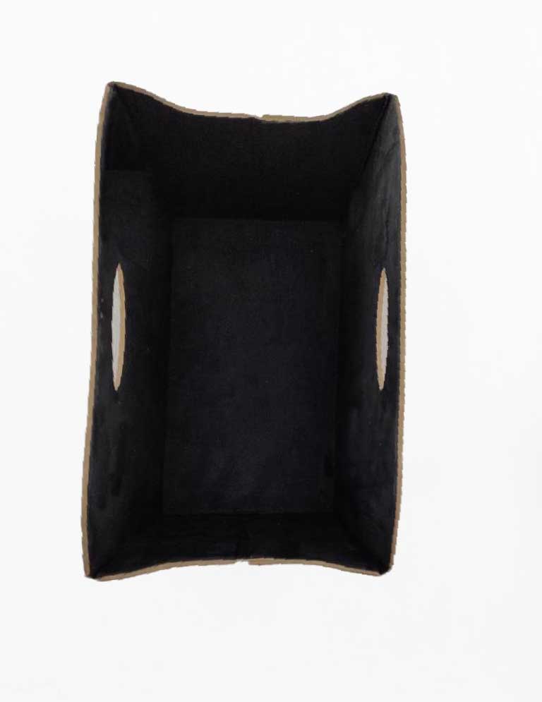 Top view of the Ramsha Home Ivory Handmade Polyester Basket (35x20x27cm), featuring two oval cutout handles—ideal for home organization or versatile storage—set against a white background.