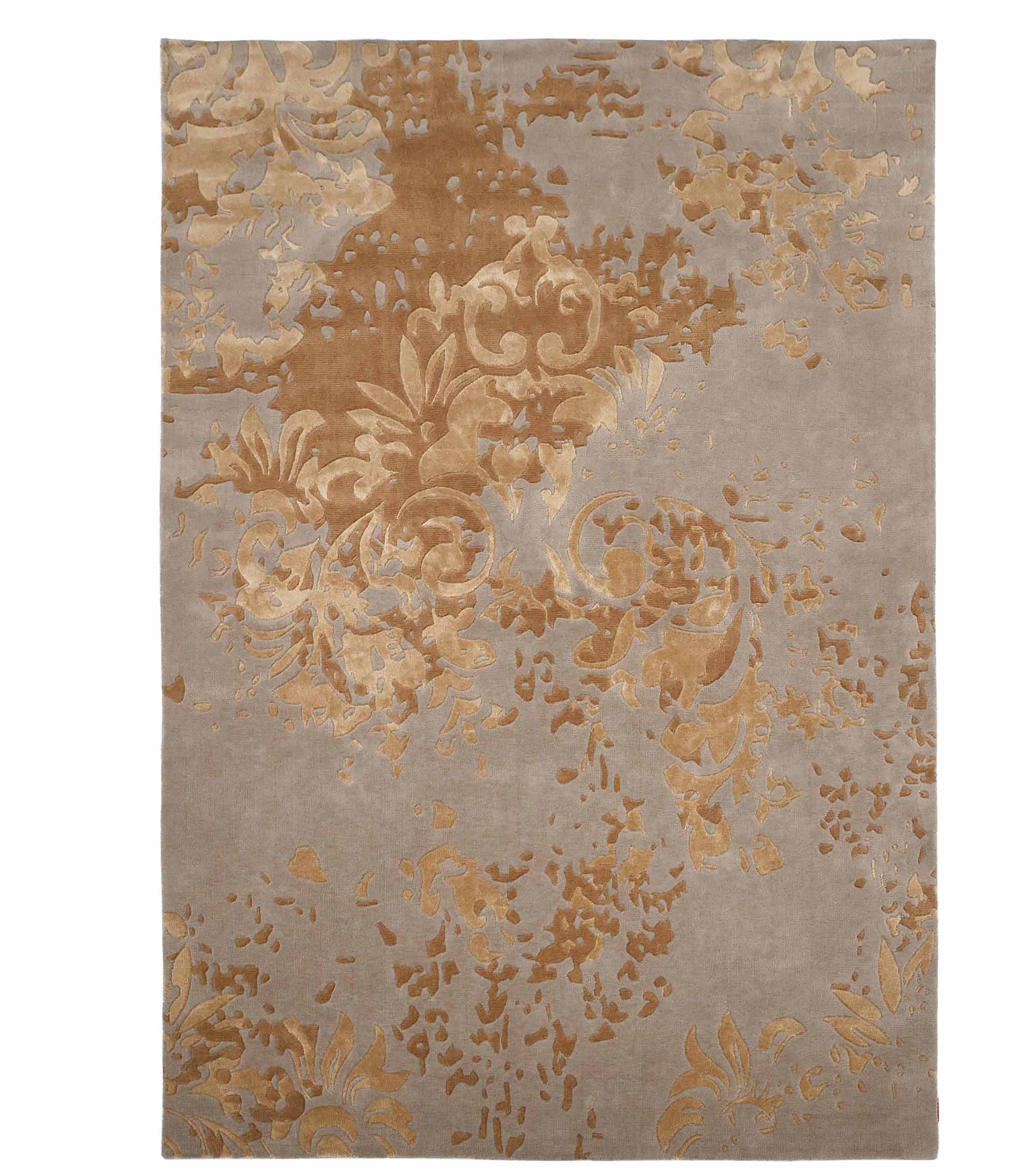 The Luxurious Rectangle Multi Color Novara Rug-CMN 21 (200x300cm) by RAMSHA HOME features elegant gold floral patterns on a soft beige background, adding timeless charm and decorative style to any room.