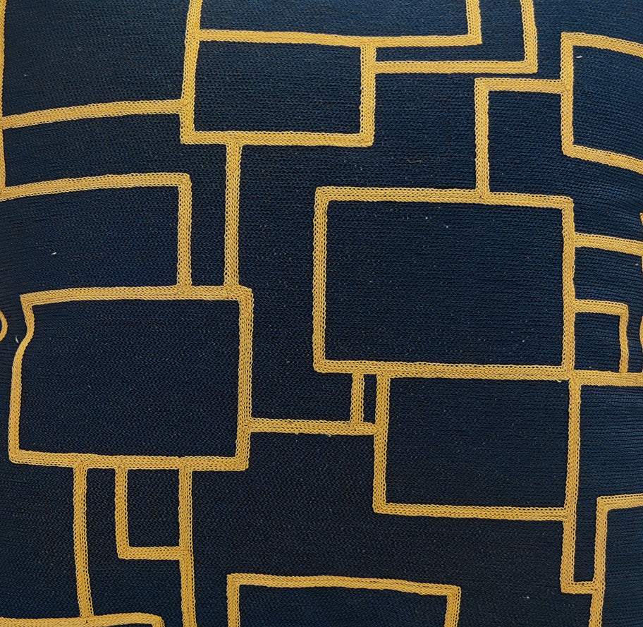 Black And Yellow Embroidery Cotton Cushion CS-261