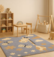 Giraffe Nursery Rug - Blue Grey Cloud Kids Area Carpet KD-003 (120x180cm)