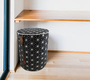 Printed Pedestal Pouf With Leather Handle PF-027