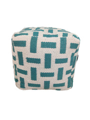 Light blue and cream pouf PF-112 with 100% polyester cover and thermocol filling
