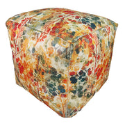 Multi-colored floral printed pouf PF-115 with 100% polyester cover and thermocol filling