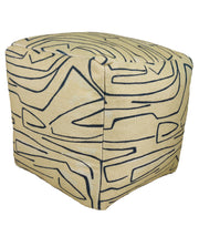 Beige colored printed pouf with 100% polyester cover and soft cushion top