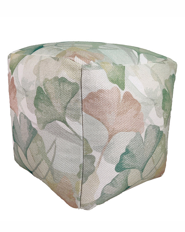 Floral printed pouf PF-117 with 100% polyester cover and thermocol filling