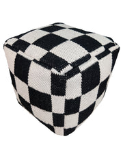 White And Black Polyester Pouf PF-111