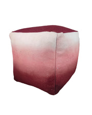 Red woven pouf with 90% polyester and 10% cotton, vibrant gradient design