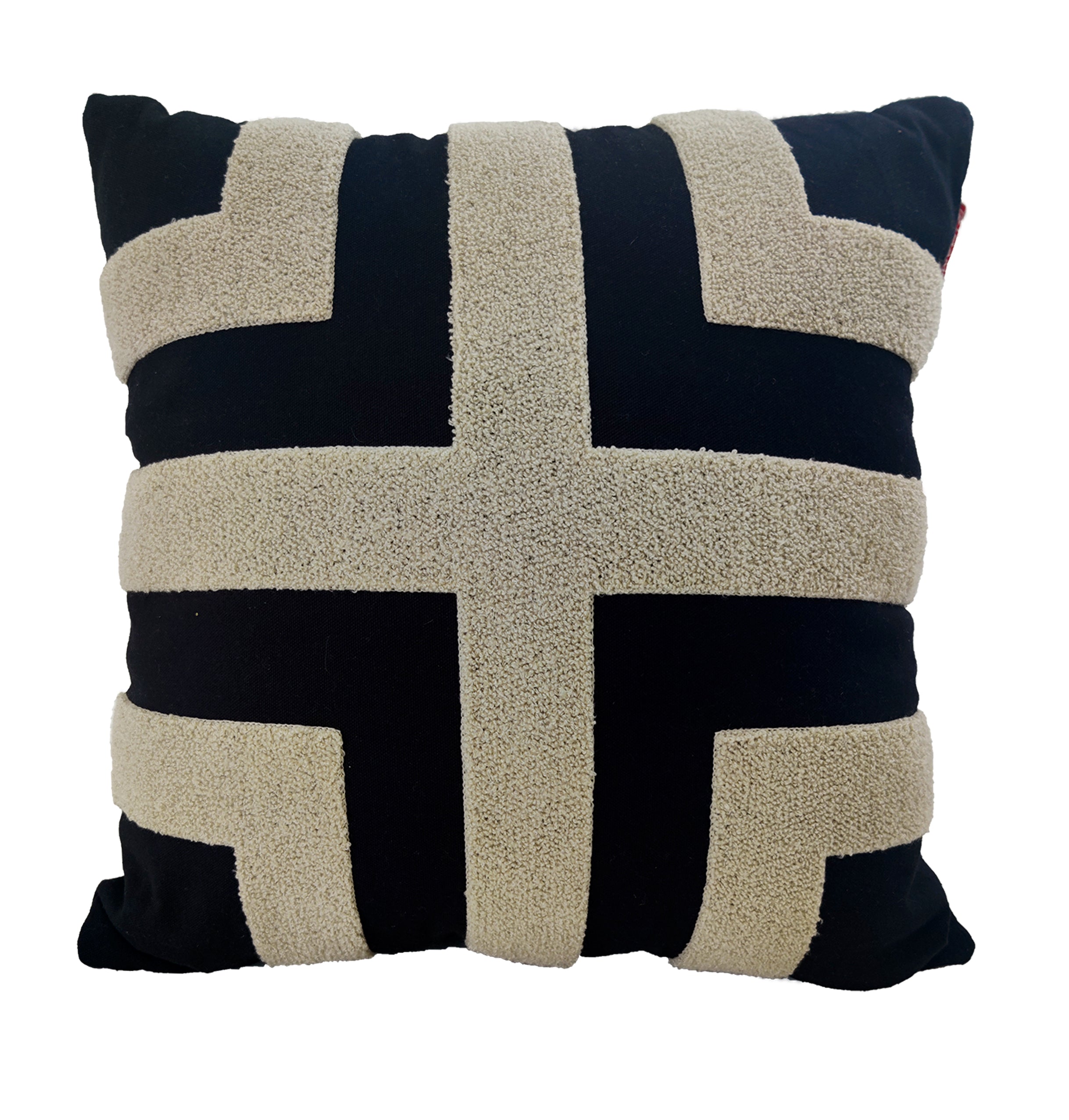 Black And White Boho Embroidery Cotton Cushion CS-260