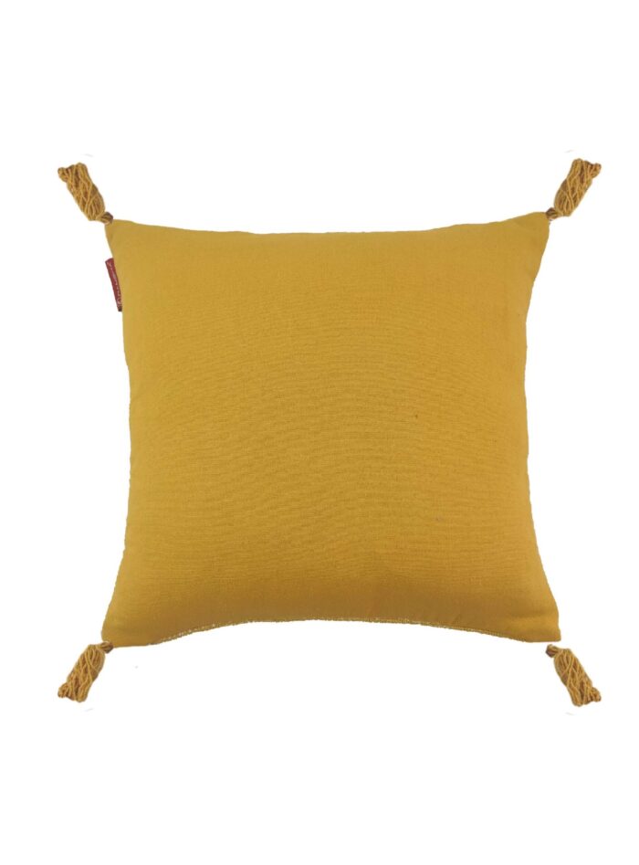 ⁦Yellow Color Cotton Cushion with Filler for Window Seat, Bed, and Floor - CS 157 (60x60cm)⁩ - الصورة ⁦4⁩