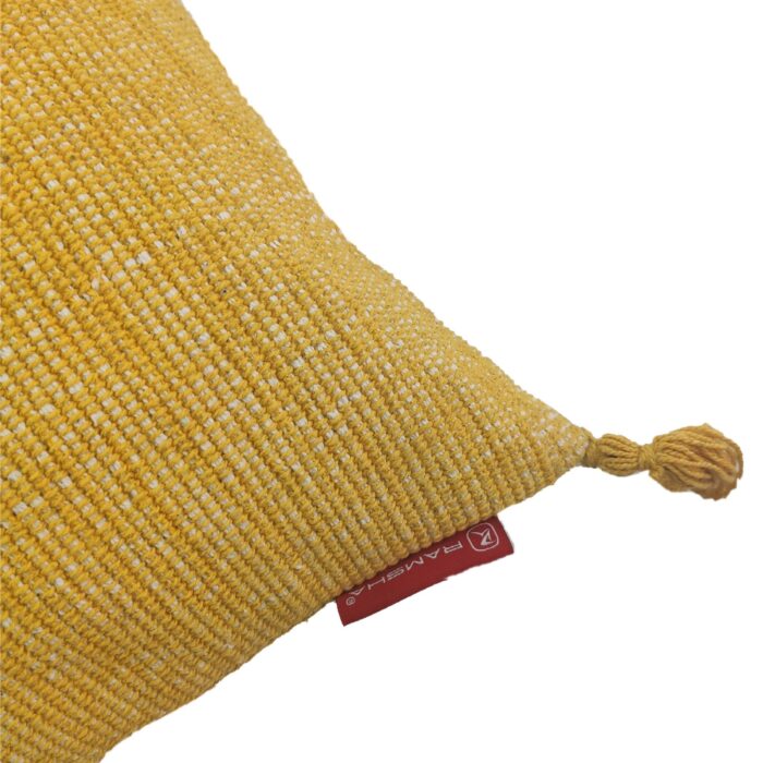 ⁦Yellow Color Cotton Cushion with Filler for Window Seat, Bed, and Floor - CS 157 (60x60cm)⁩ - الصورة ⁦3⁩