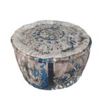 Multi Color Polyester Pouf with Leather Handle - PF 030 (50x50x30cm)