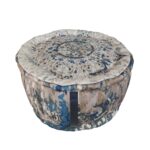 Multi Color Polyester Pouf with Leather Handle - PF 030 (50x50x30cm)