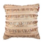 Beige Polyester Cushion Cover with Sparkling Sequins for Window Seat and Cafe - CS 027 (40x40cm)