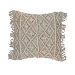 Cotton Macrame Cushion with Fringes for Home Decor - CS 041 (45x45cm)