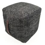 Black Color Cotton Kids Room Pouf - PF 046 (40x40x40cm)